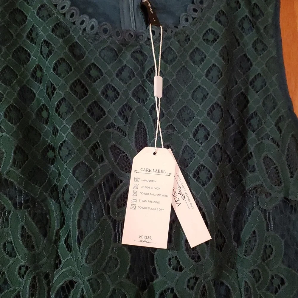 Vintage Lace Green Dress - Picture 4 of 7